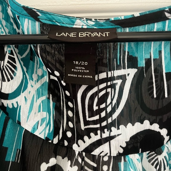 LANE Bryant 18/20W Semi Sheer Scoop Neck Blouse Teal,Black and White - Picture 2 of 8